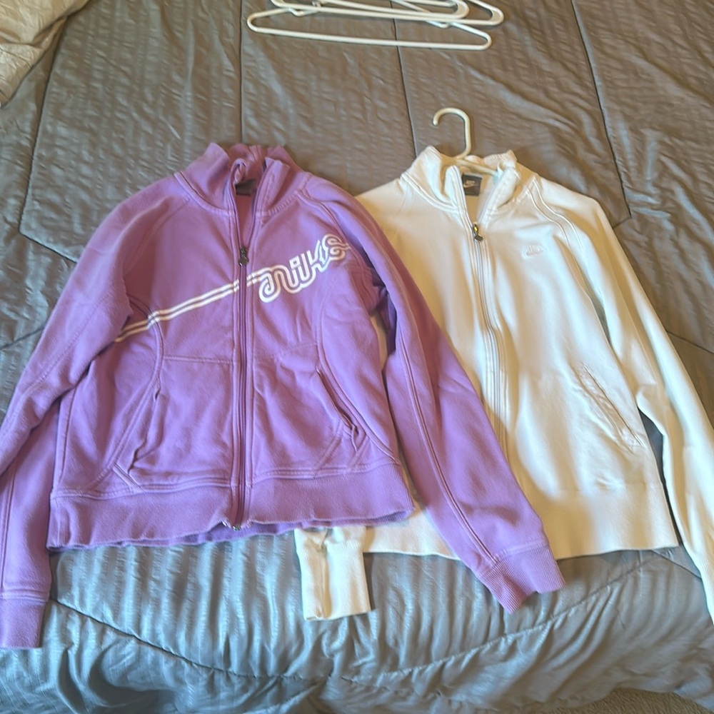 2 Nike zip-ups, women, no hood